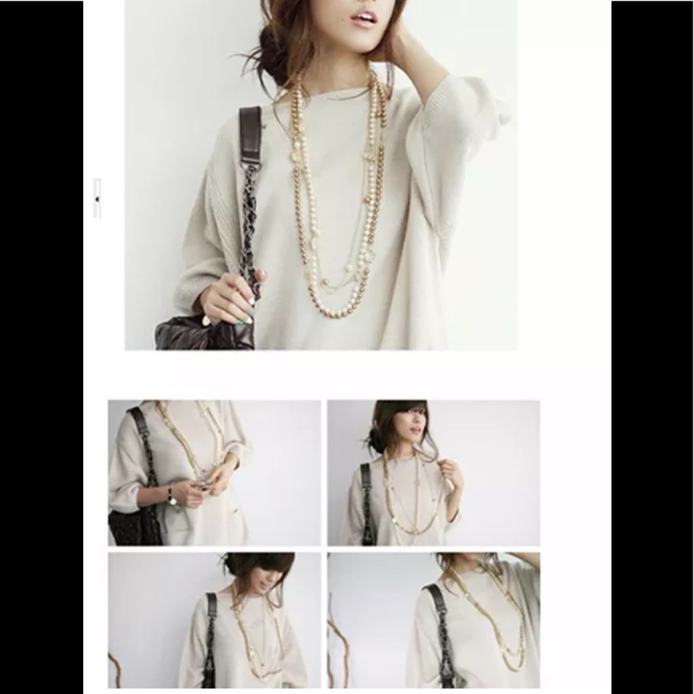 Multi layer Gold-tone Pearl Layered Necklace - Picture 6 of 8